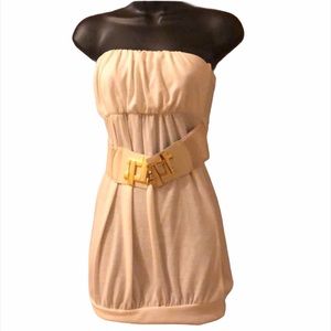 Cream tube top with stretchy belt